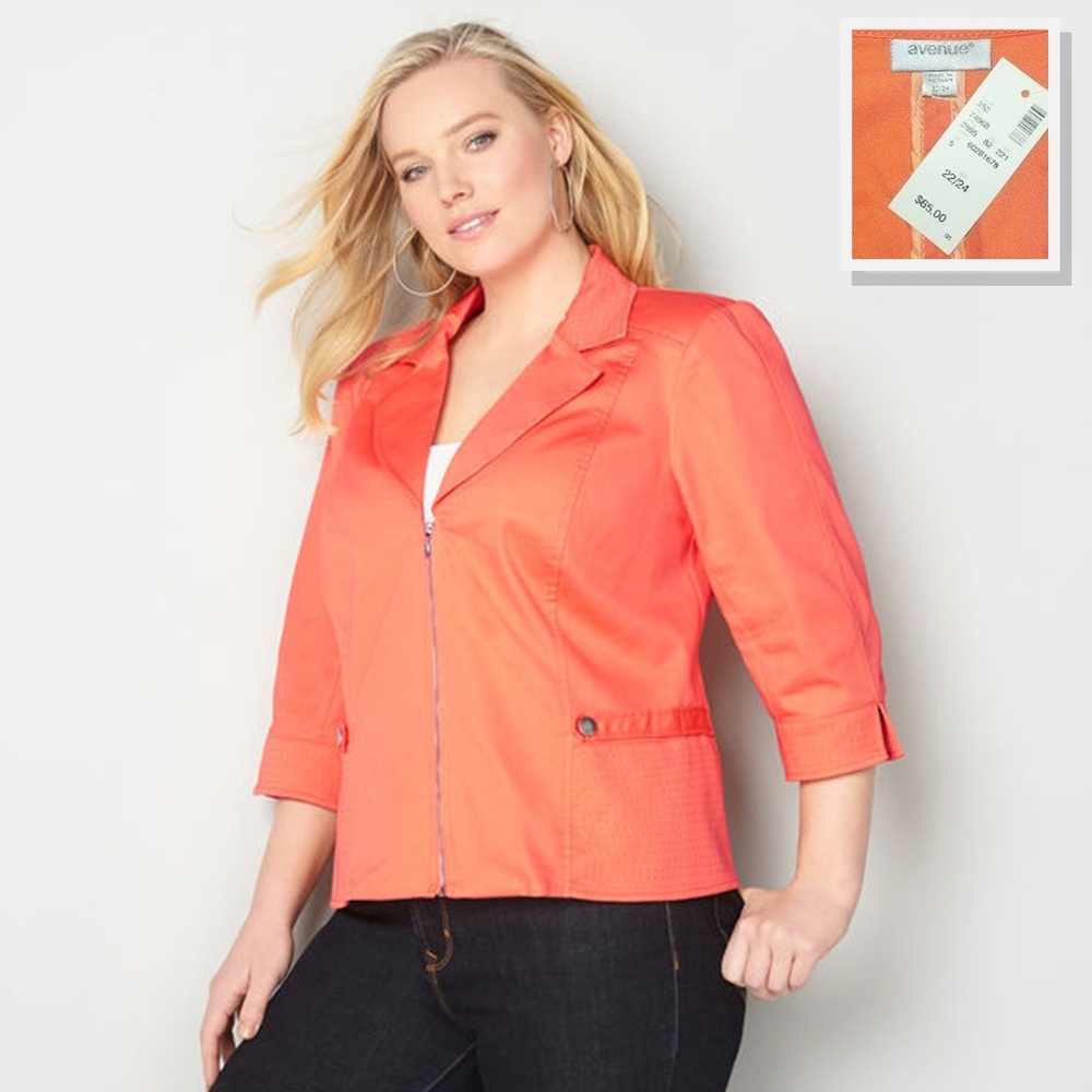 AVENUE Plus Size Trapunto Stitch Sateen Jac
